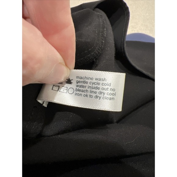 Three Dots Open-Front Peplum-Back Black Blazer Size Medium Minimalist Capsule - Picture 8 of 9